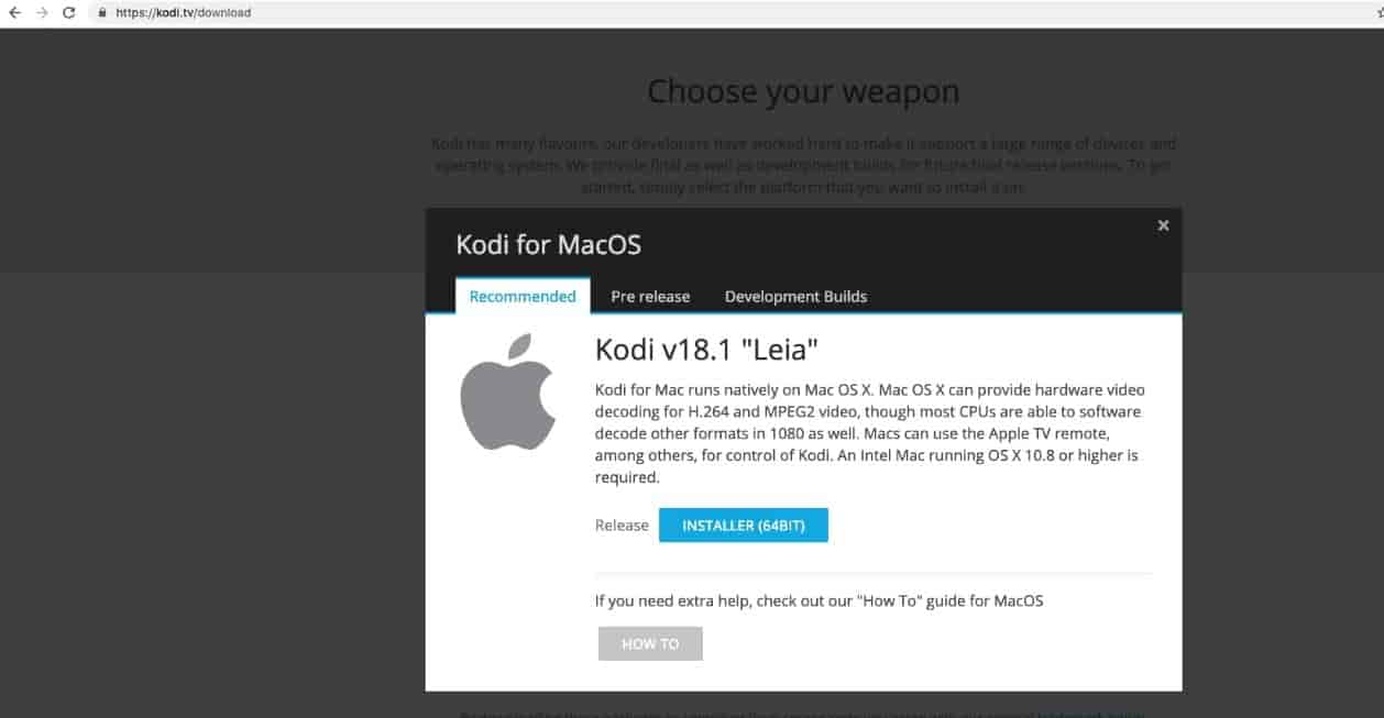and install kodi for mac