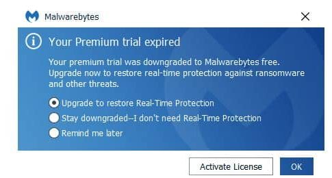 malwarebytes without the premium trial version